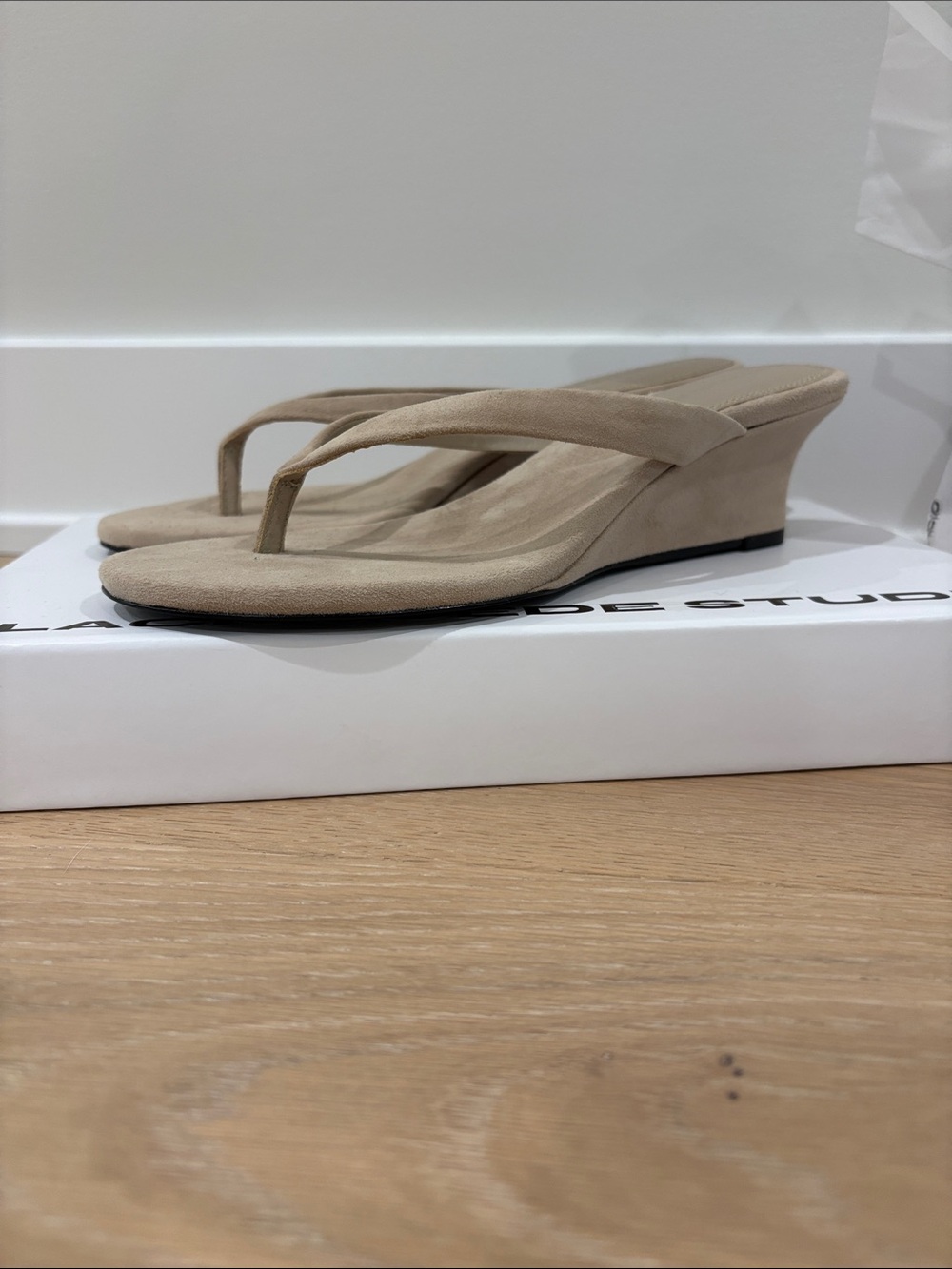 Black Suede Studio “Easy 50” suede wedge